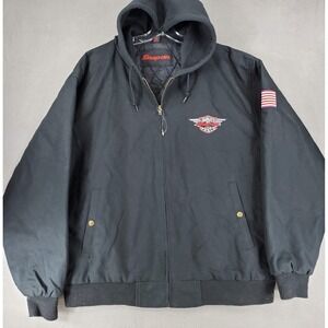 Snap-On Tools Jacket Men's XXL Black Quilt Lined Hooded Coat Canvas 2003 RAPatch